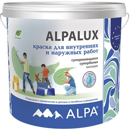 ALPA Краска Быстросохнущая, до 5°, Акриловая, Матовое покрытие, 0.9 л, 1.4 кг, белый  #1