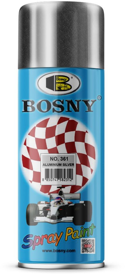 Bosny Аэрозольная краска Быстросохнущая, Глянцевое покрытие, 0.52 л, 0.3 кг, серебристый  #1