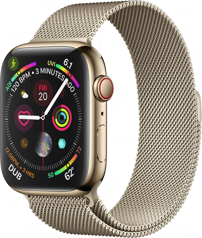 Миланская петля ремешок на Apple Watch в корпусах 42-44-45 mm (любой версии), цвет Шампанское золото, #1