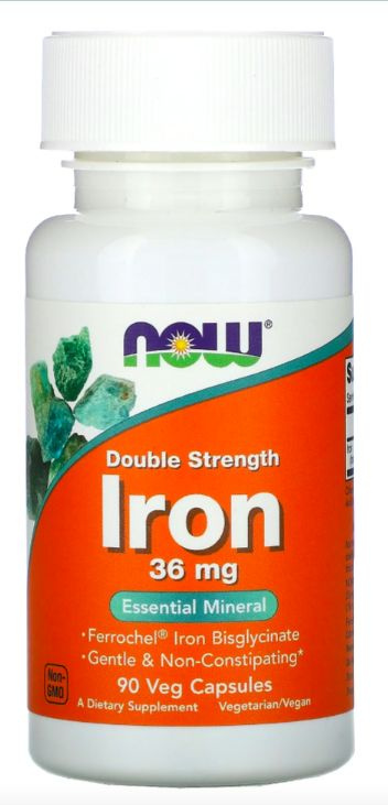 Железо IRON 36MG FERROCHEL NOW Foods 90 вег капсул #1