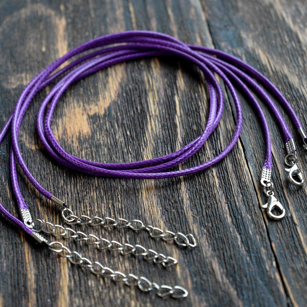 Основа для ожерелья/кулона/чокера с замочком (6 шт.), вощеный шнур, размер 450х2 мм, цвет фиолетовый #1