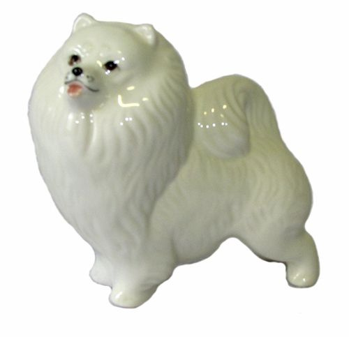 Шпиц померанский (окрас белый) Фарфоровая статуэтка собаки  #1