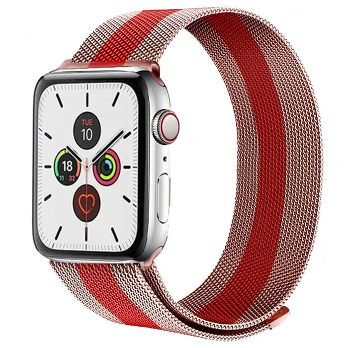 Миланская петля ремешок на Apple Watch в корпусах 38-40-41 mm (любой версии), цвет Розово-красный  #1
