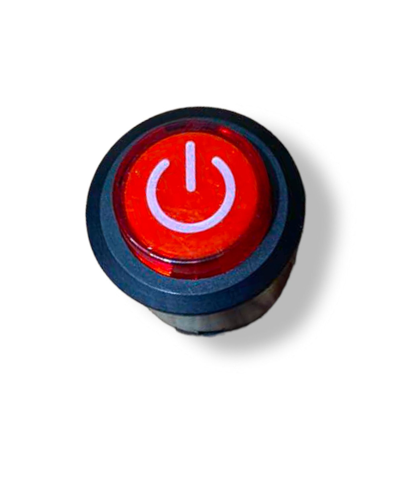 Кнопка круглая для включения детского электромобиля, красная, трёхконтактная, диаметр 26мм  #1