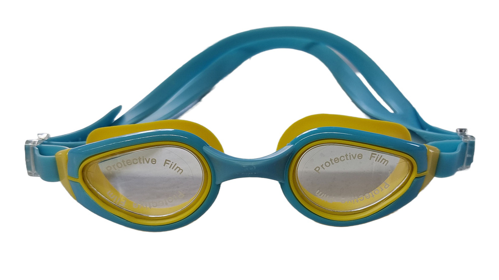 Очки для плавания силиконовые SWELL Junior COMFORT - детские юниорские голубые с жёлтым  #1
