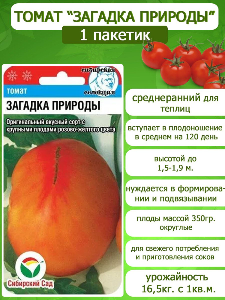 Томат Загадка Природы, 1 пакетик 20 семян, Сибирский Сад #1