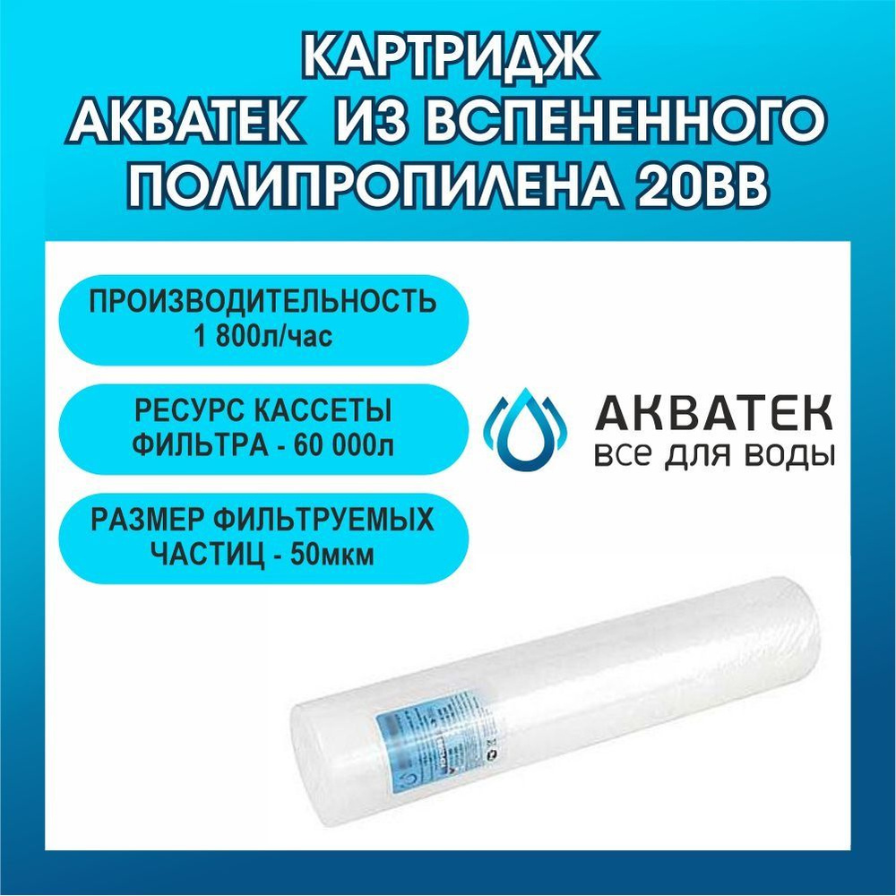 Картридж Акватек из вспененного полипропилена 20ВВ 50 мкм  #1