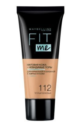 Maybelline New York Тональный крем для лица Fit Me, 112 Теплый бежевый, матирующий, 30 мл, срок годности #1