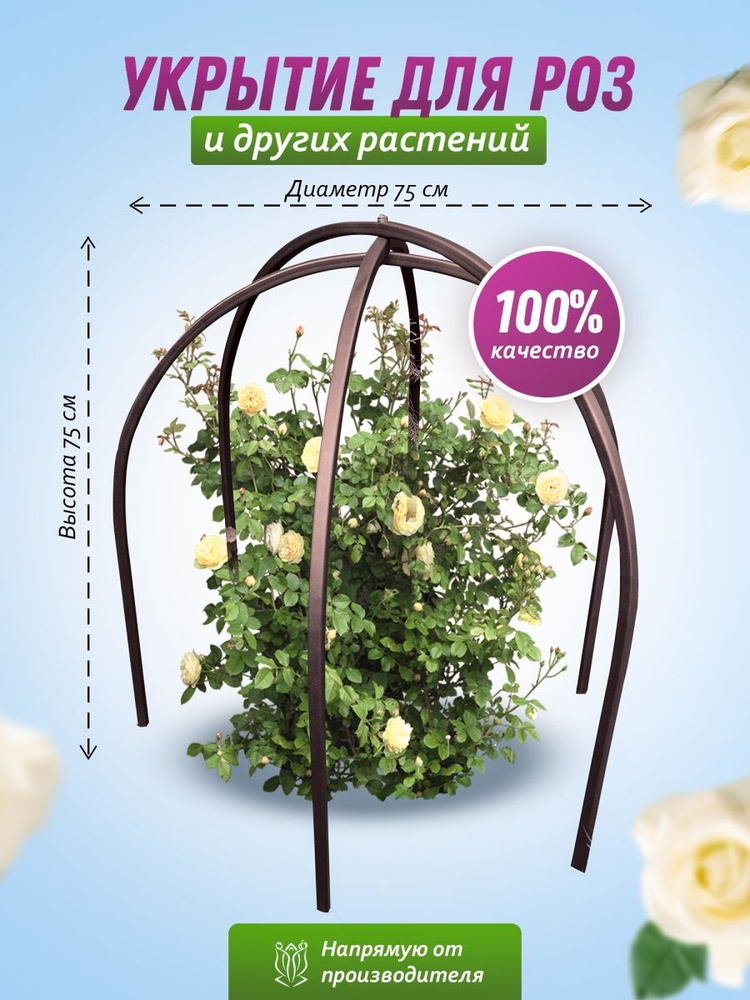 Арка для роз садовая 75 см металлическая цвет коричневый / опора для роз на зиму укрытие для растений #1