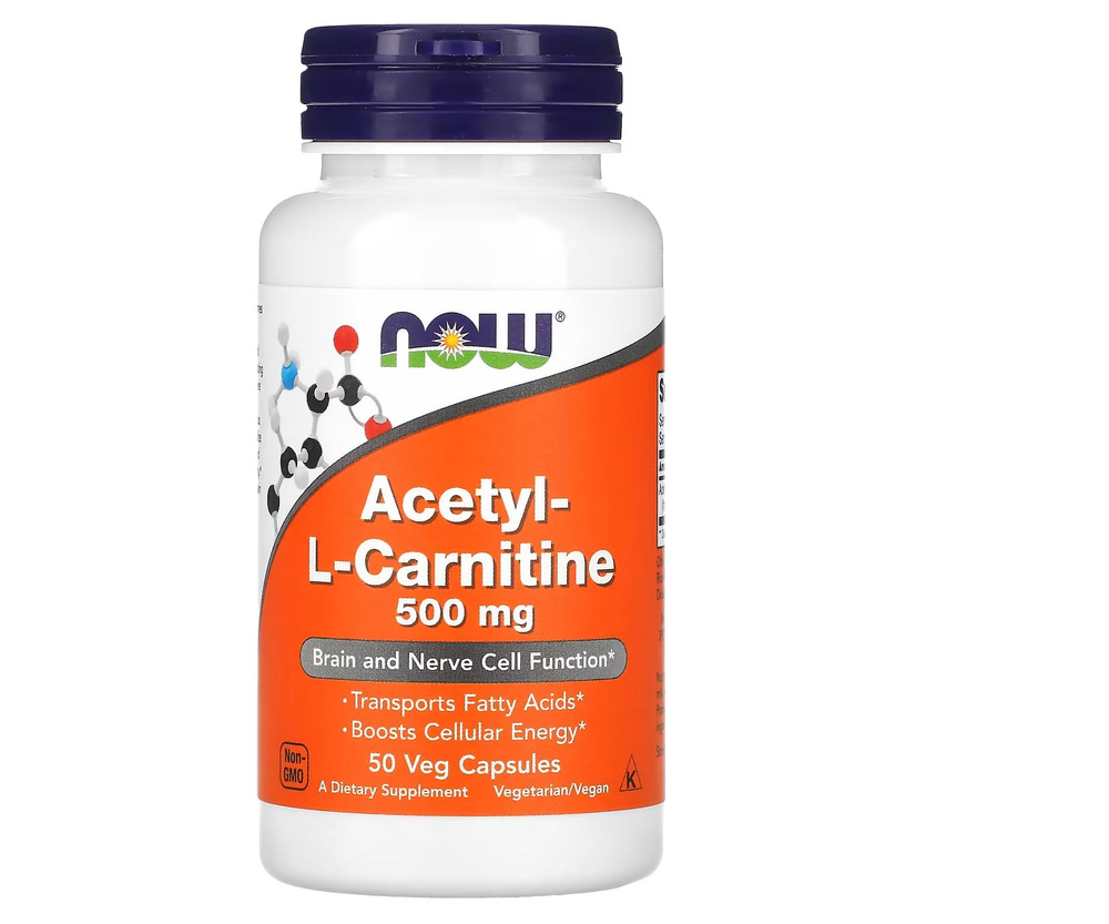 Ацетил Л Карнитин NOW Acetyl L-Carnitine (L карнитин) 500 мг 50 капсул  #1