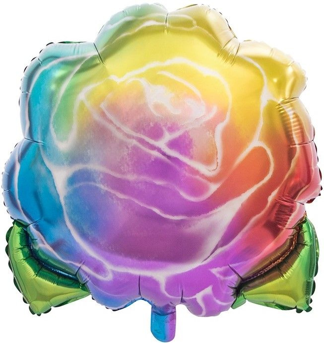 Шар фольгированный фигурный воздушный (27''/69 см) Цветок, Яркая роза, Радужный, Градиент, 1 шт.  #1