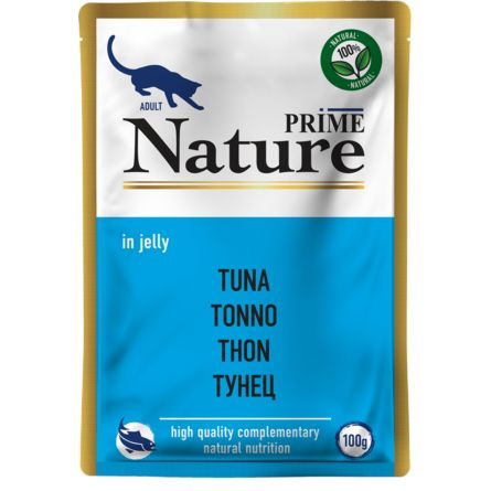 Влажный корм PRIME NATURE пауч для кошек ТУНЕЦ В ЖЕЛЕ, 12 по 100 ГР  #1