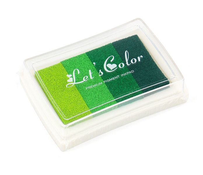 Штемпельная подушка для печати на текстиле, дереве, бумаге - Зеленый градиент (5х7 см). Ассорти зеленых #1