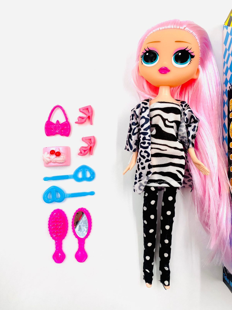 Кукла для девочки неоновая с аксессуарами Высота 25 см бело-черный  #1
