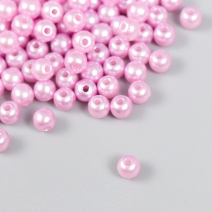 Набор бусин "Рукоделие" пластик, диаметр 6 мм, 25 гр, светло-розовый  #1