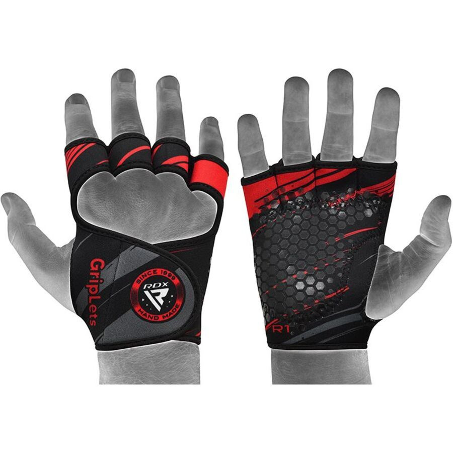 Перчатки RDX WGN-R1 для тяжелой атлетики и фитнеса, красный, размер S/M  #1