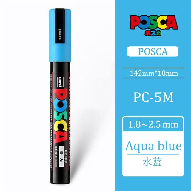 Маркер POSCA PC-5M 1.8 - 2.5 мм, пулевидный наконечник (голубой PC5M.8)  #1