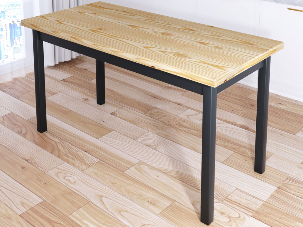 Стол кухонный Классика из массива сосны, лакированная столешница 40 мм и ножки цвета антрацит, 130х60х75 #1