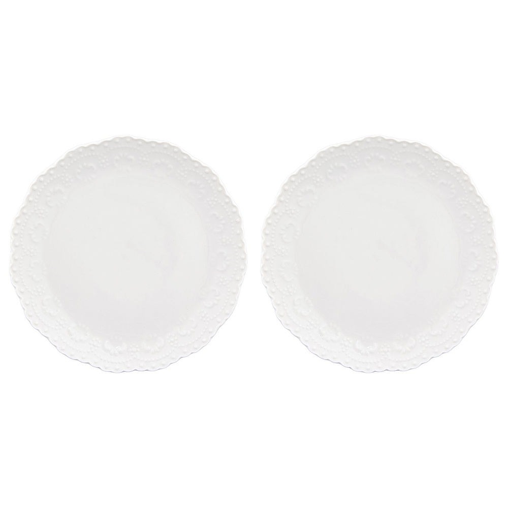 Elan Gallery Набор тарелок Белый узор (Elan Gallery), 2 шт, Фарфор, диаметр 16 см  #1