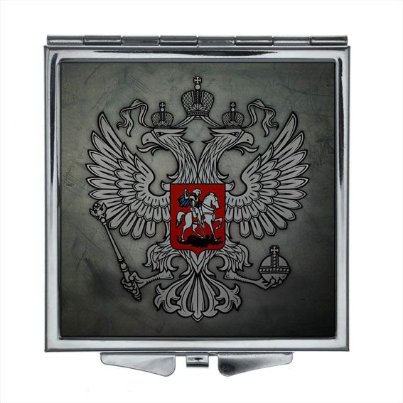 Складное зеркало квадратное Герб России #1