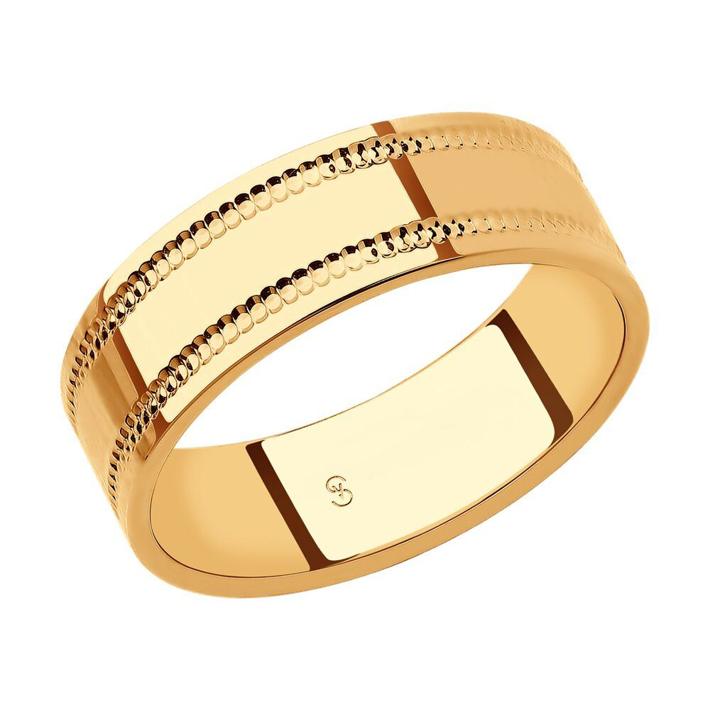 Обручальное кольцо золотое 585 пробы, 6 мм, с алмазной гранью, 111215 ...