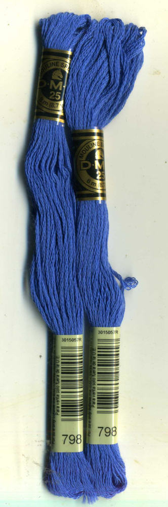 Мулине DMC (Франция), артикул 117, 100% хлопок, цвет 798 Синий, комплект из 2 шт.  #1
