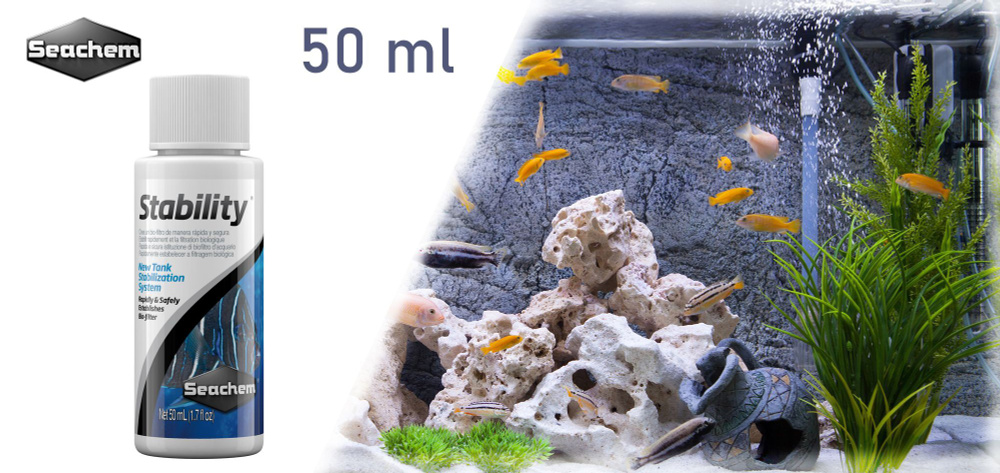 Бактерии Seachem Stability 50мл на 800 л - живые бактерии для воды, расход 5мл на 80л для морской и пресной #1