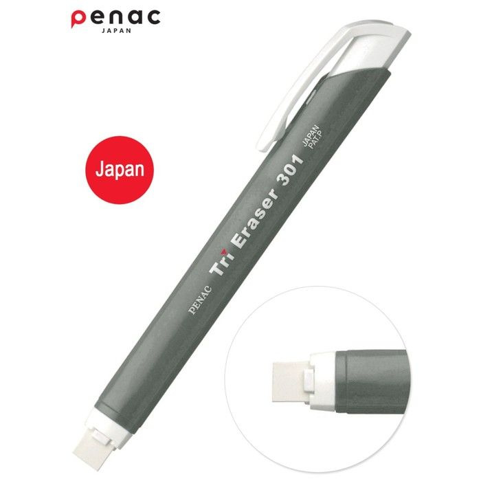 Ластик с держателем Penac Tri Eraser, выдвижной, серый корпус #1