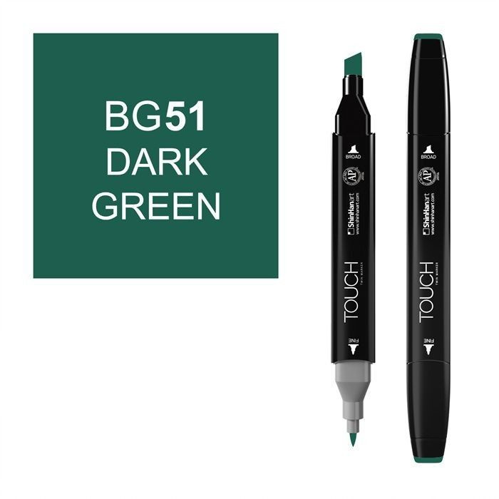 Маркер TOUCH TWIN двухсторонний на спиртовой основе BG51 Dark Green  #1