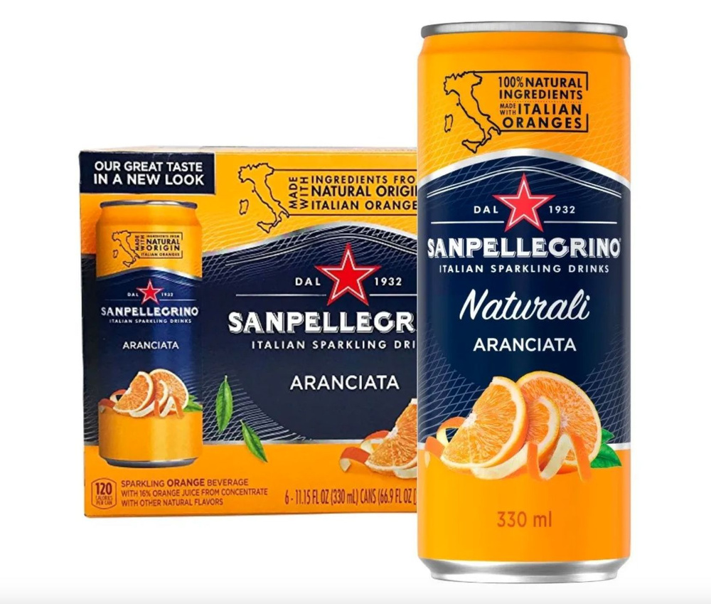 Газированный напиток Sanpellegrino Aranciata, Апельсин, 6 шт, 330 мл #1