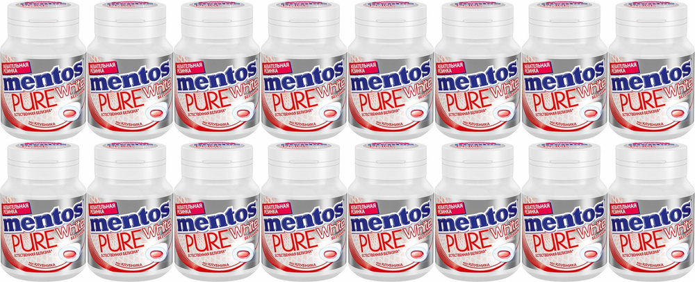 Жевательная резинка Mentos Pure White Клубника, комплект: 16 шт. #1