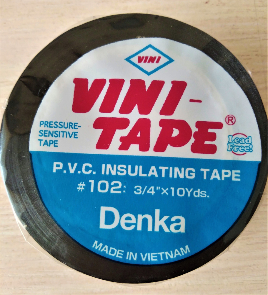 Изолента Дэнка 5шт. Denka Япония Vini Tape, 19 мм, 9 м 15см, ПВХ, черная, глянцевая,термостойкая, зимняя, #1