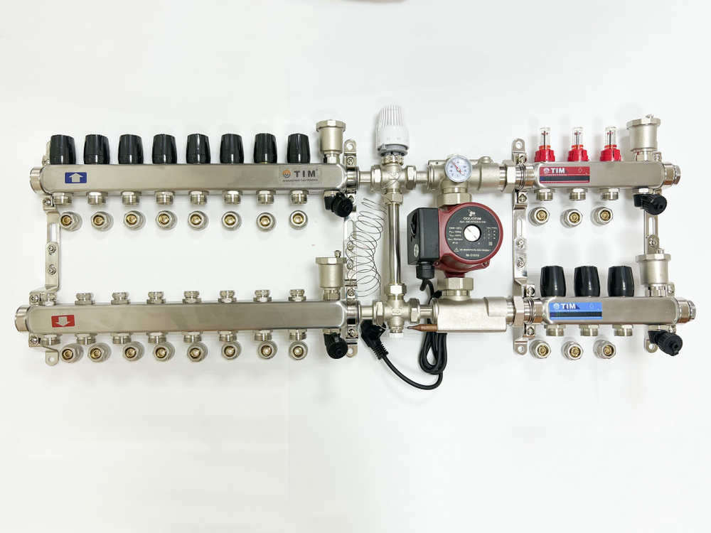 Комплект для подключения тёплого водяного пола на 3 выхода и радиаторов отопления 8 шт  #1