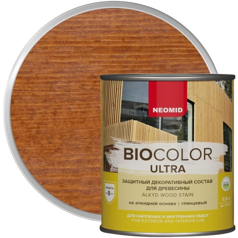 NEOMID защитный декоративный состав для древесины BIO COLOR ULTRA, тик 0,9л  #1