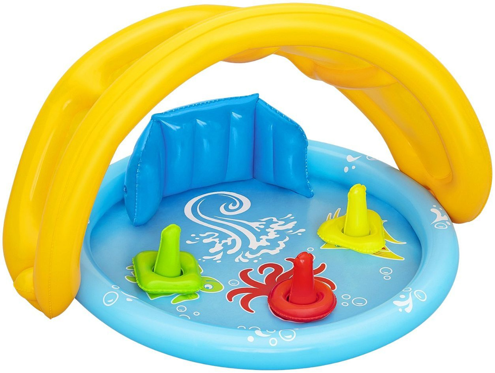 Бассейн детский надувной Bestway "Ракушка" с навесом, для плавания, купания и игр в воде, для дачи и #1