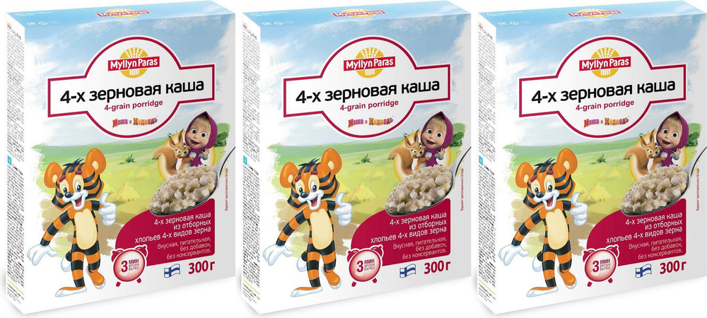 Каша Myllyn Paras 4-зерновая 300 г, комплект: 3 упаковки по 220 г #1