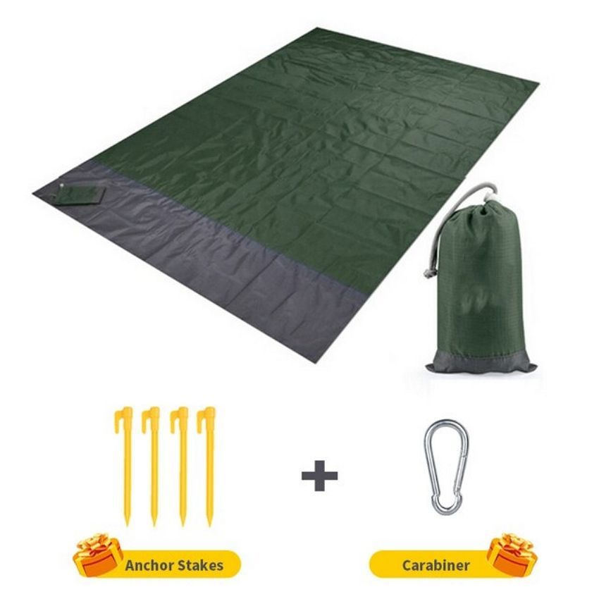 Пляжный коврик водонепроницаемый, легкий, складной коврик для пикника 140*200 см, темно-зеленый  #1