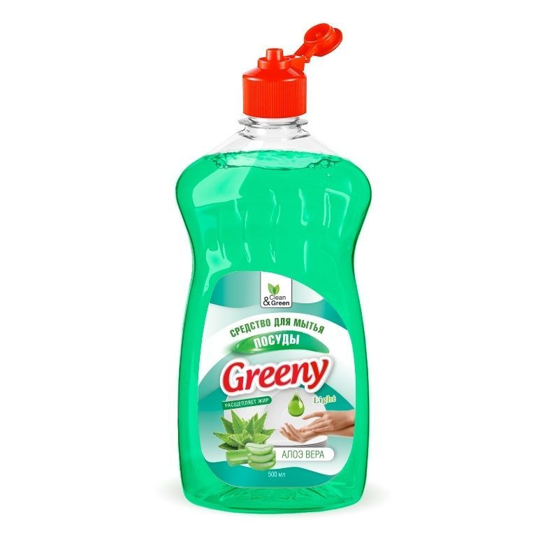Средство для мытья посуды "Greeny" Light 500 мл. Алоэ вера Clean&Green  #1
