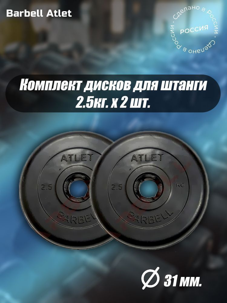 Комплект Дисков для гантелей и штанги MB Barbell 31мм 2,5кг. / 2 шт.  #1