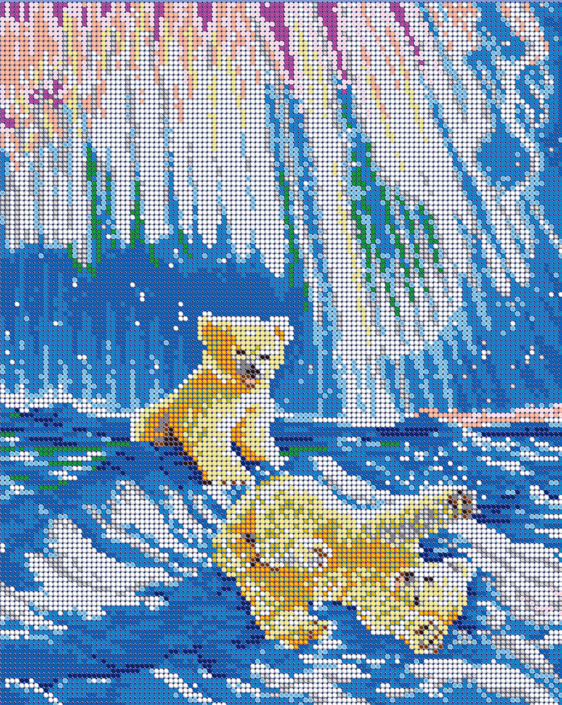 "Белые медвежата", 24х30 см, набор для вышивания чешским бисером  #1