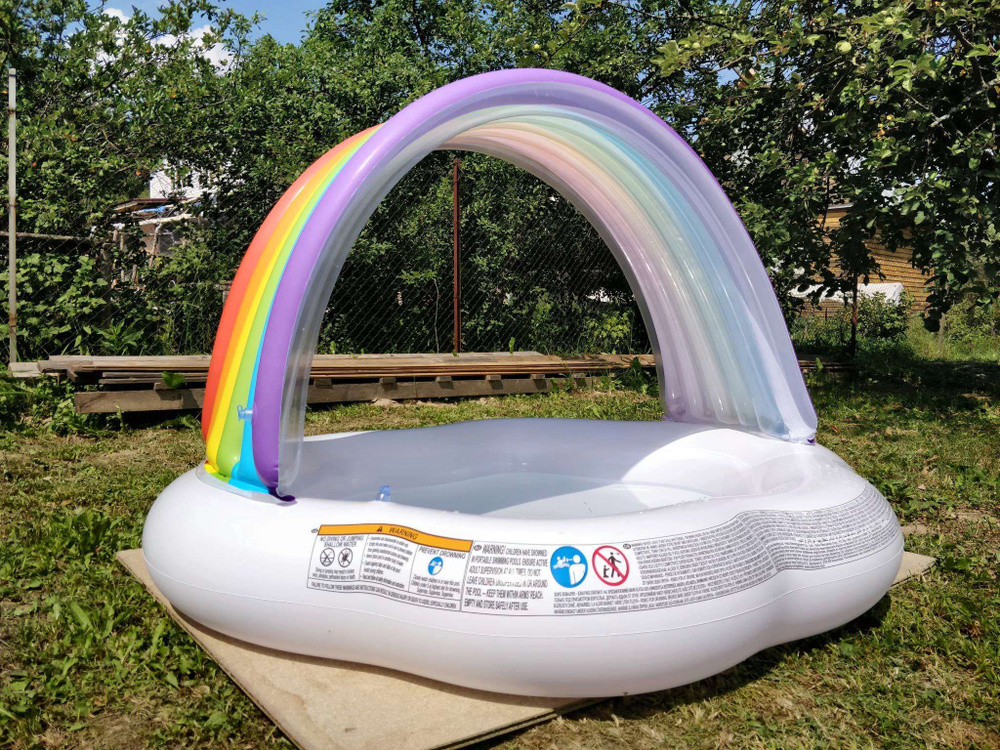 Бассейн надувной детский с навесом INTEX "Rainbow Cloud Baby Pool" (Радуга) (1-3 года), 142смx119смx84см #1