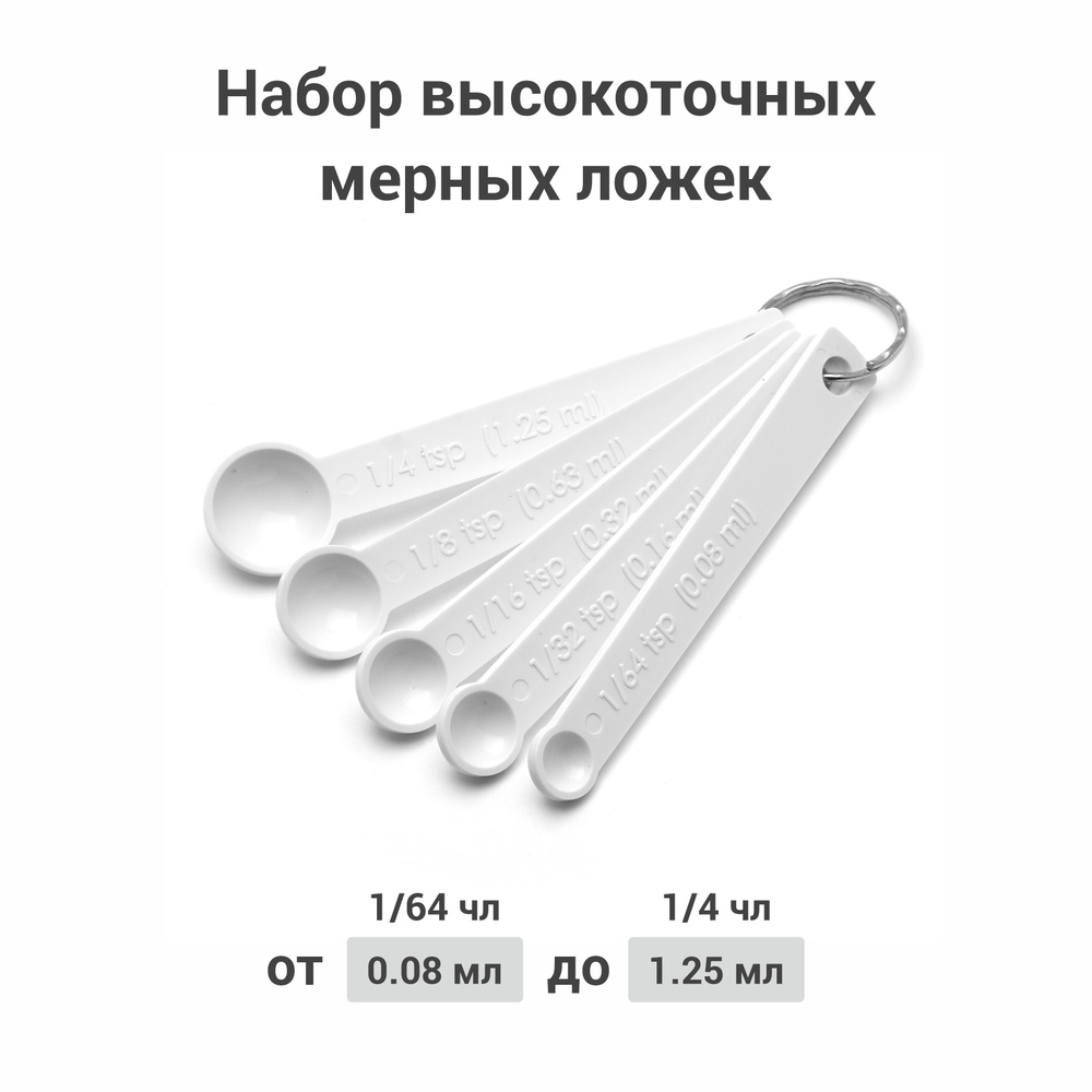 Набор пластиковых мерных ложек из 5 шт., белые #1