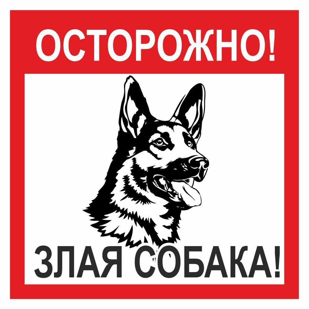 Наклейка 150х150мм "Осторожно! Злая собака" (вид 1), Арт рэйсинг  #1