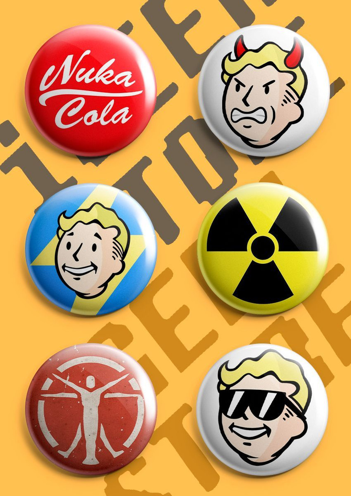 Набор значков iGEEKSTORE мемы Фоллаут / Fallout 37 мм #1