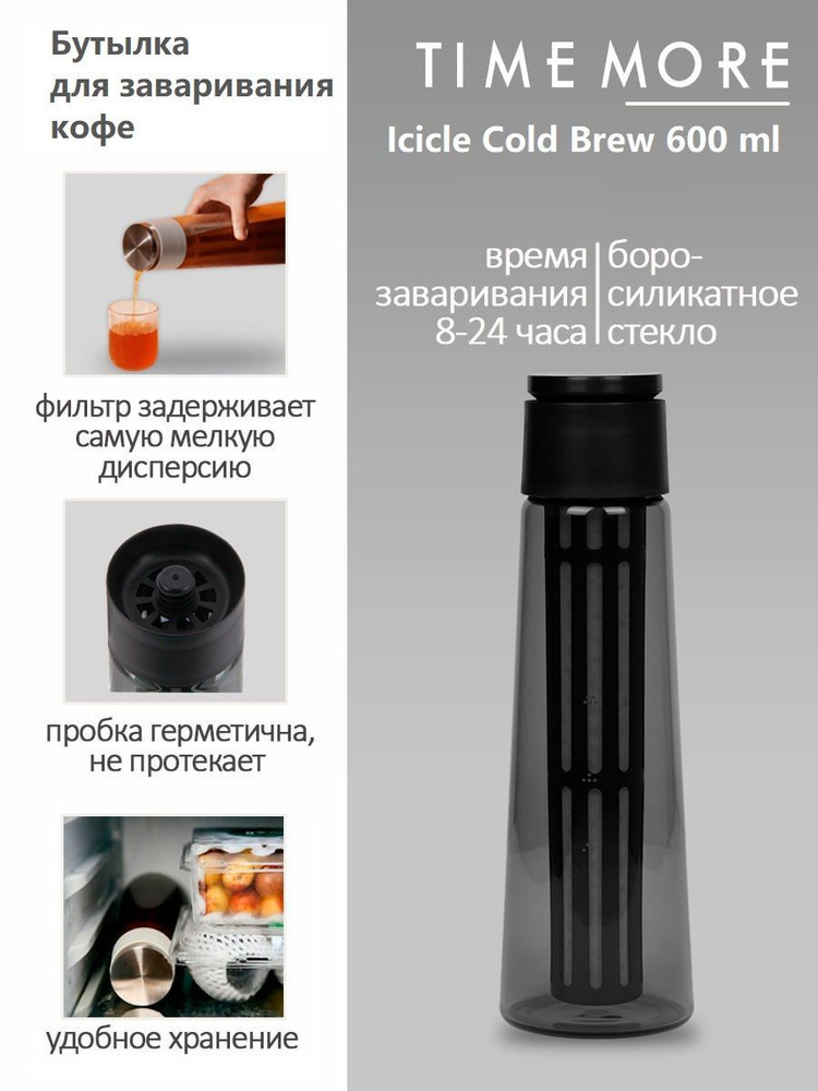 Заварочная бутылка для Cold Brew Timemore Icicle Black 600 мл черная #1