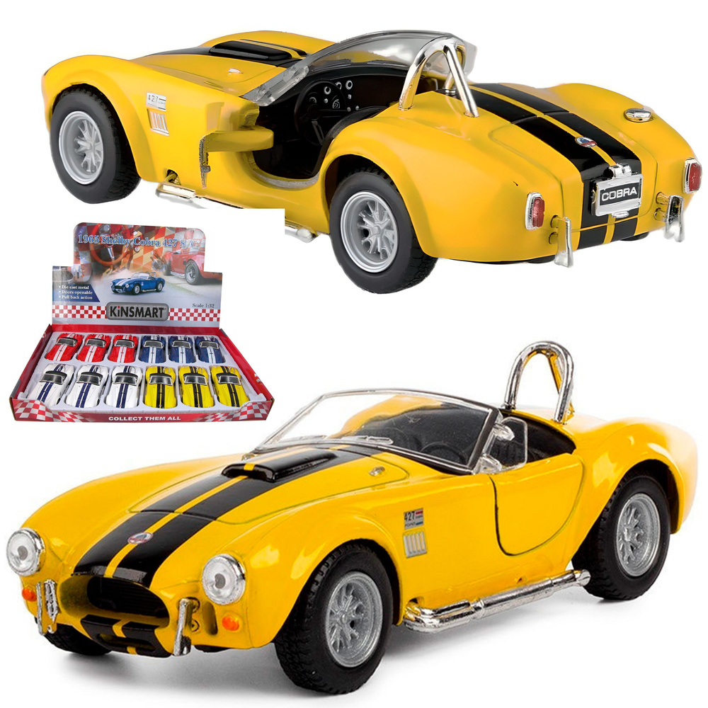 Машинка металлическая Kinsmart 1:32 1965 Shelby Cobra 427 S/C KT5322D инерционная / Желтый  #1