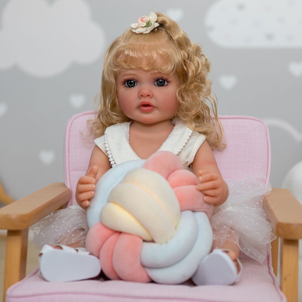 Кукла реборн силиконовая девочка 55 см Анютка, подарок для девочки  #1