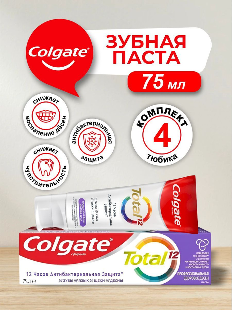 Зубная паста Colgate TOTAL PRO-Здоровье десен 75 мл. х 4 шт. #1