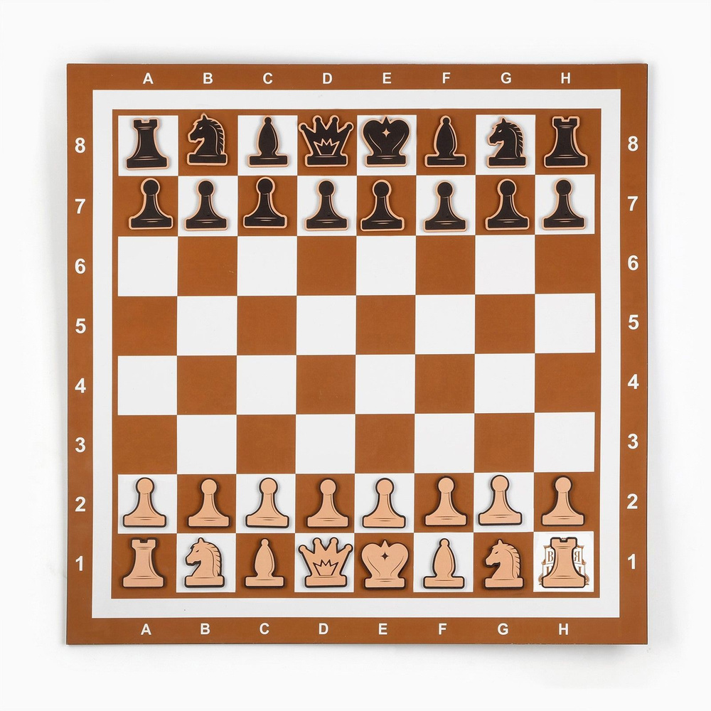 Демонстрационные шахматы "Время игры" на магнитной доске, 32 шт, поле 60*60 см, коричневые  #1