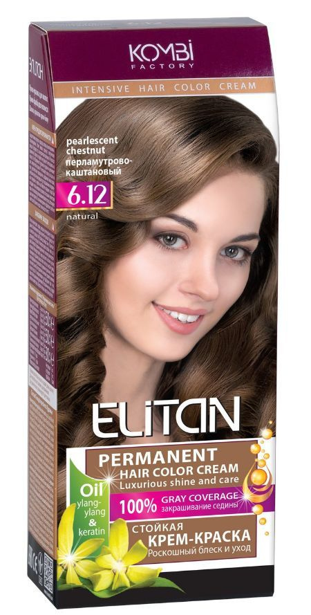 Элитан Стойкая крем-краска для волос, Перламутрово-каштановый Тон 6.12  #1